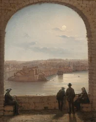Księżycowy widok na Fort St Angelo, Valletta, 1887